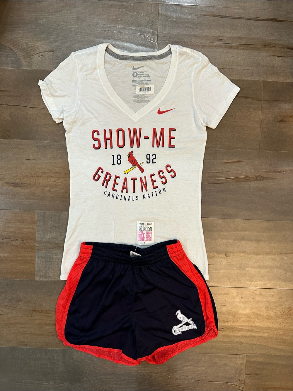 MLB St Louis Cardinals Victoria's Secret PINK Athletic Shorts and Nike shirt